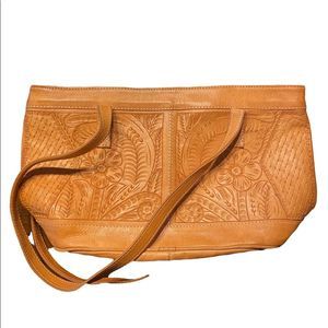 Leather purse with floral design